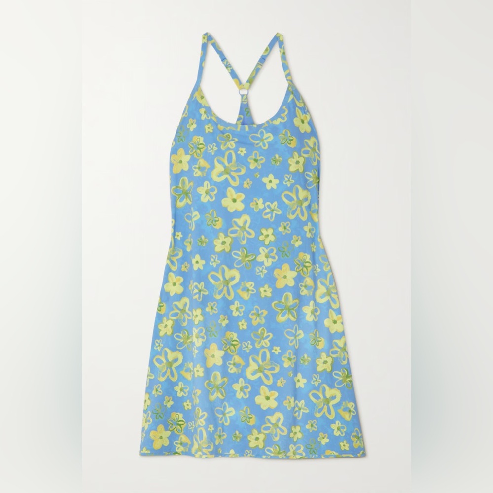 Outdoor Voices Exercise dress in blue with yellow flowers